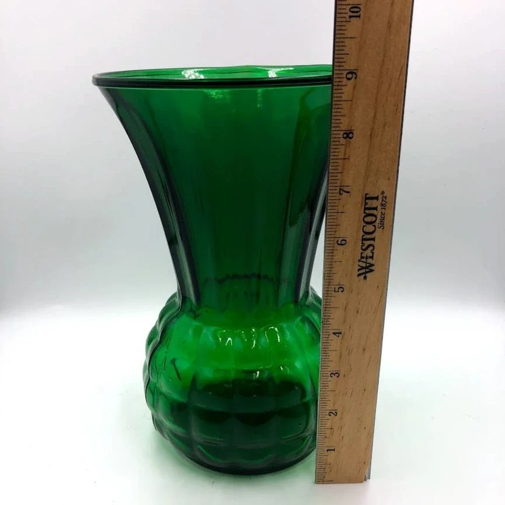 Vintage Emerald Green Glass Flower Vase